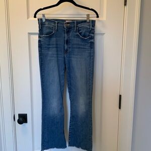 Lil MOTHER Ankle Length Blue Flare Wide Leg Jeans with Subtle Texture